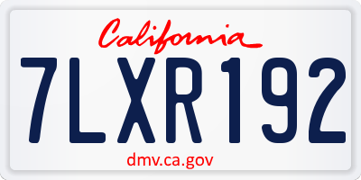 CA license plate 7LXR192