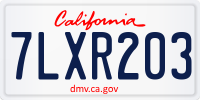 CA license plate 7LXR203