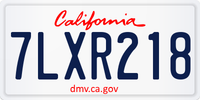 CA license plate 7LXR218