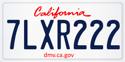 CA license plate 7LXR222