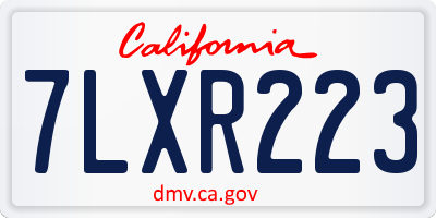 CA license plate 7LXR223