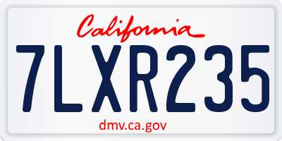 CA license plate 7LXR235