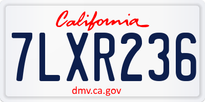 CA license plate 7LXR236