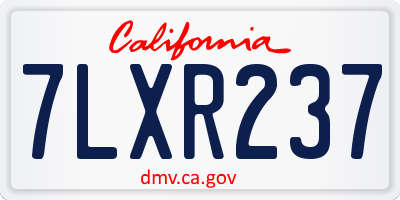 CA license plate 7LXR237