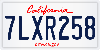 CA license plate 7LXR258