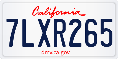 CA license plate 7LXR265