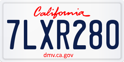 CA license plate 7LXR280