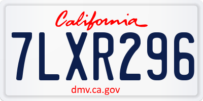CA license plate 7LXR296