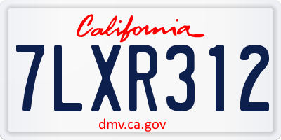 CA license plate 7LXR312