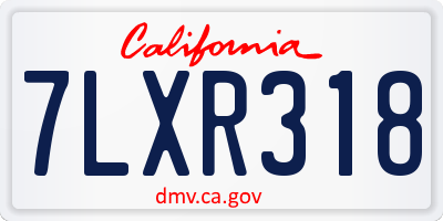 CA license plate 7LXR318