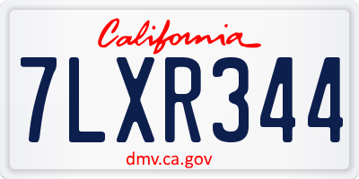 CA license plate 7LXR344