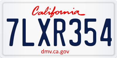 CA license plate 7LXR354