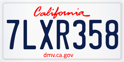 CA license plate 7LXR358