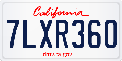 CA license plate 7LXR360
