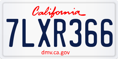 CA license plate 7LXR366