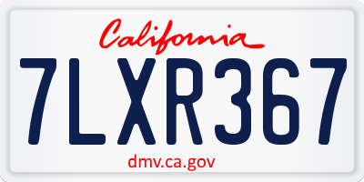 CA license plate 7LXR367