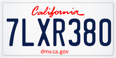 CA license plate 7LXR380