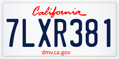 CA license plate 7LXR381