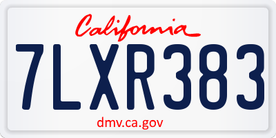 CA license plate 7LXR383
