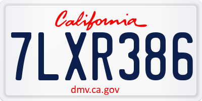 CA license plate 7LXR386