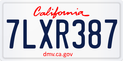 CA license plate 7LXR387