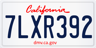 CA license plate 7LXR392