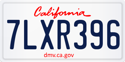 CA license plate 7LXR396
