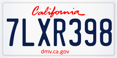 CA license plate 7LXR398