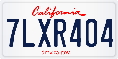 CA license plate 7LXR404