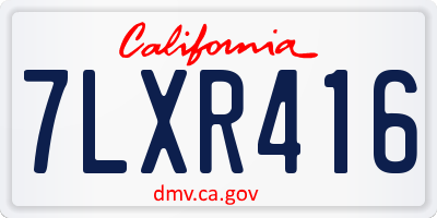 CA license plate 7LXR416