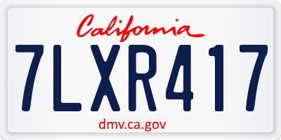 CA license plate 7LXR417