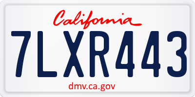 CA license plate 7LXR443