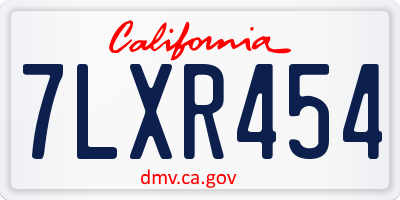 CA license plate 7LXR454