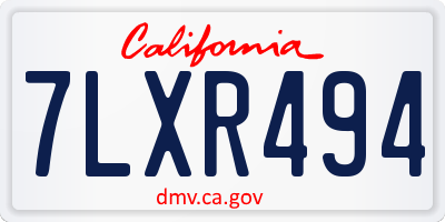 CA license plate 7LXR494