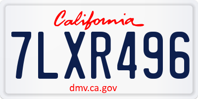 CA license plate 7LXR496