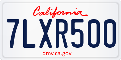 CA license plate 7LXR500