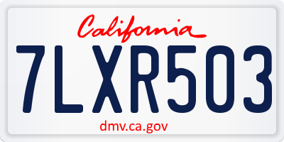 CA license plate 7LXR503