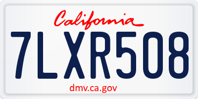 CA license plate 7LXR508