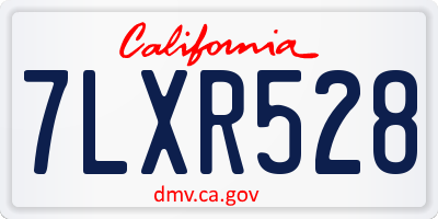 CA license plate 7LXR528