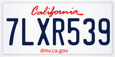CA license plate 7LXR539