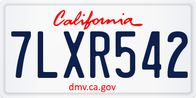 CA license plate 7LXR542