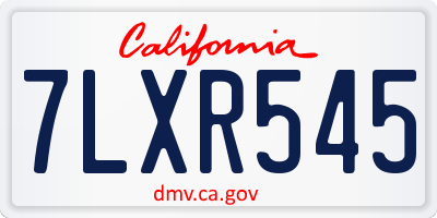 CA license plate 7LXR545