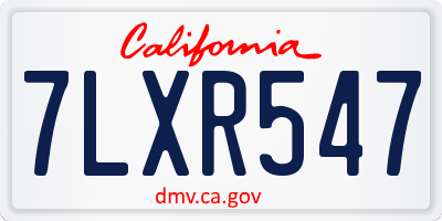 CA license plate 7LXR547