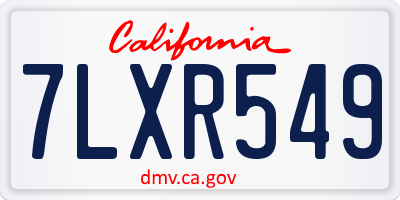 CA license plate 7LXR549