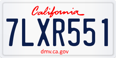 CA license plate 7LXR551