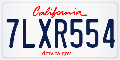 CA license plate 7LXR554