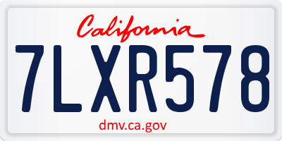 CA license plate 7LXR578