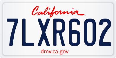 CA license plate 7LXR602