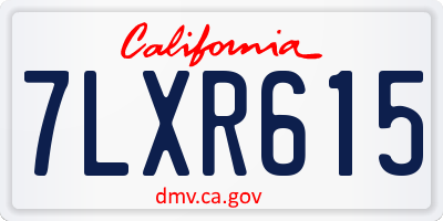 CA license plate 7LXR615
