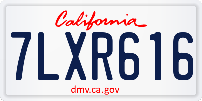 CA license plate 7LXR616